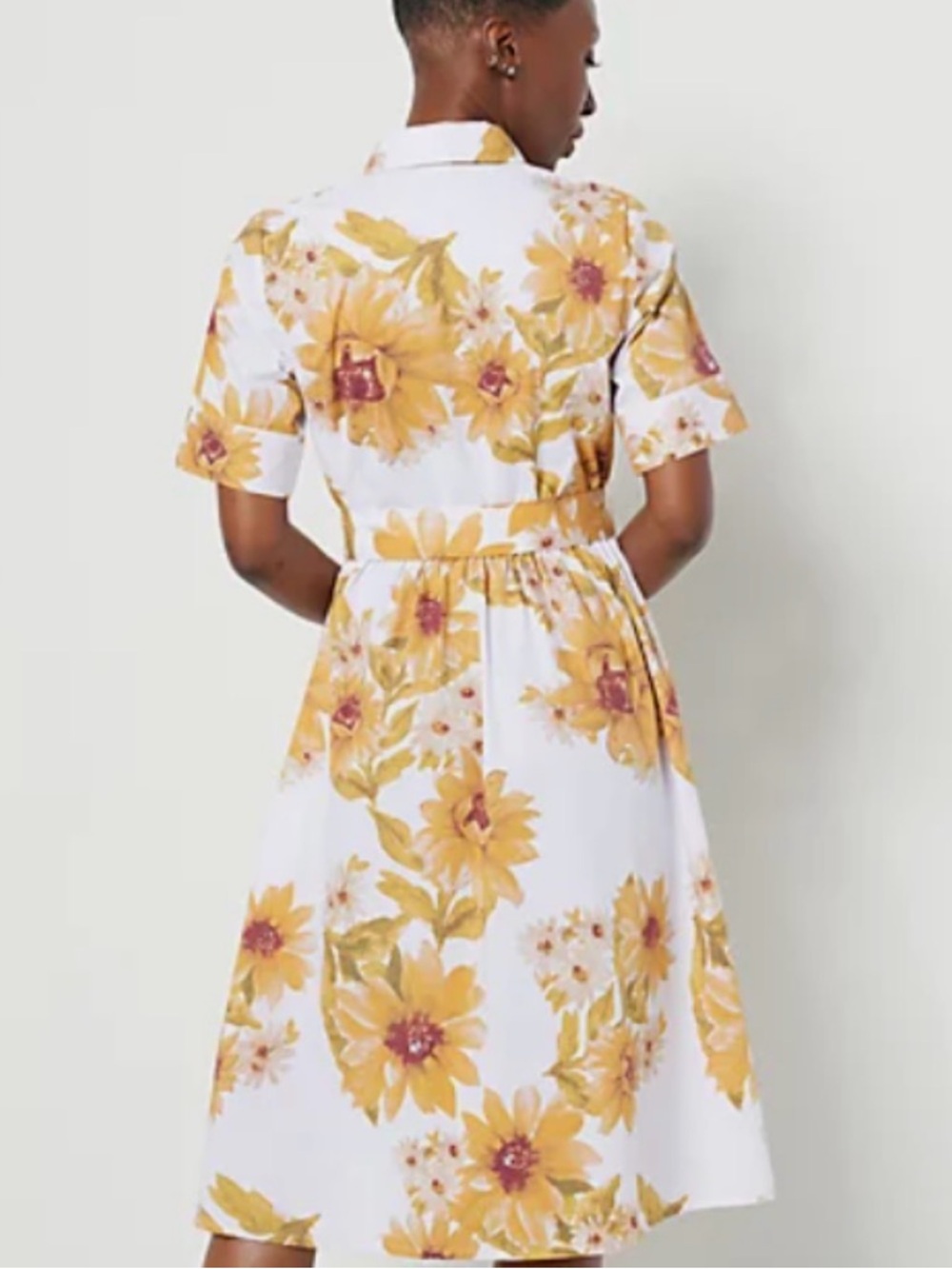 Jason Wu White Midi Shirt Dress with Yellow Floral Print - Picture 2 of 10
